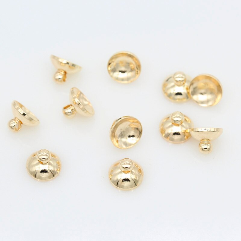 20p diy smykker fund sølv forgyldt kuppel kobber perler hætter ende hætter perle vedhæng stik bail hætter passer 6 8 mm perler: Kc guld / 8mm