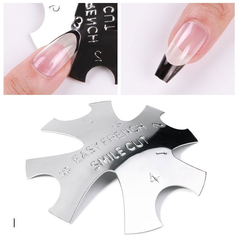 Easy French Smile Cut V Line Almond Shape Tips Manicure Edge Trimmer Nail Cutter Acrylic Pink White French Nails Accessories: FS-I