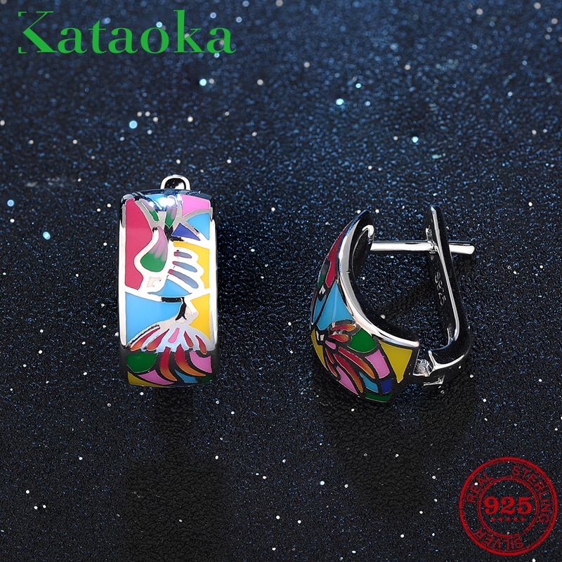 like Colorful phoenix Enamel Earrings For women 925 Sterling Silver fine Stud Earrings Party Jewelry DIY
