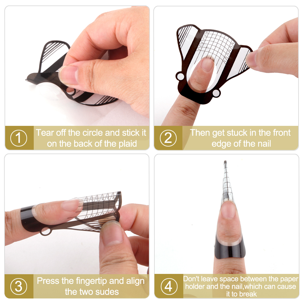 500pcs Nail Form French Tips Acrylic UV Gel Nail Extension Forms Stencils Paper Molds Sticker Guide Mold Manicure Tools