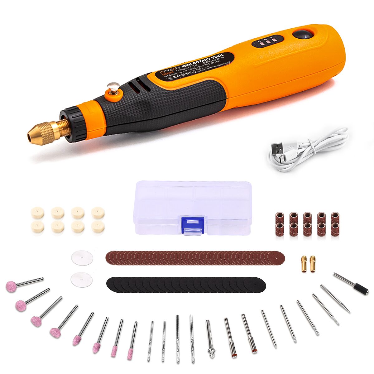 GOXAWEE-minitaladro eléctrico inalámbrico, grabador, amoladora para Dremel, accesorios, USB, rectificadora de velocidad variable, herramientas rotativas: G5225-105