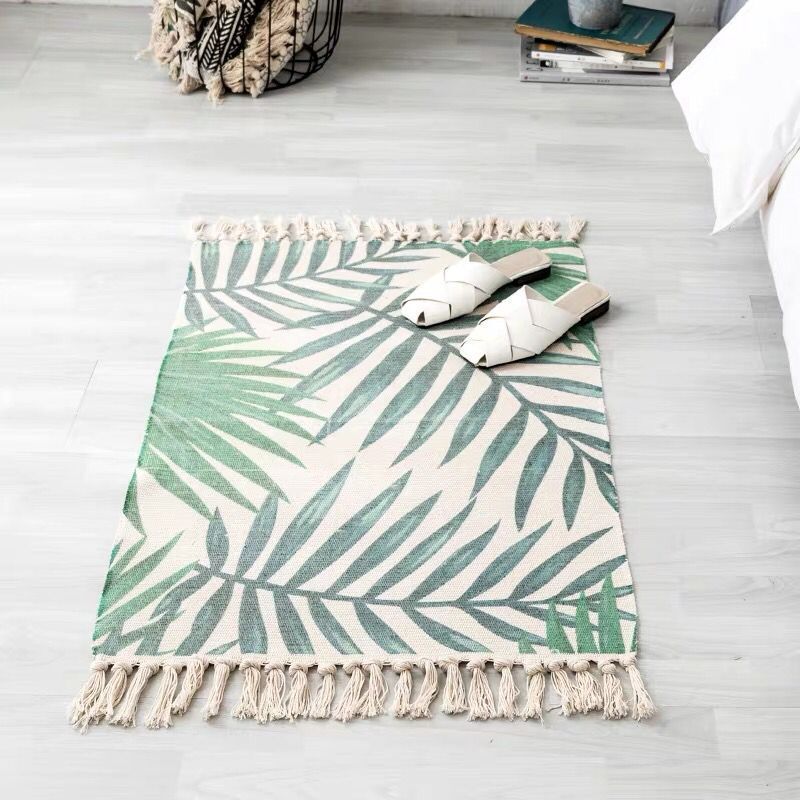 Bohemian Tassel Simple Cotton Linen Retro Ethnic Style Carpet Floor Mat For Bedroom Living Room Bedside Small Prayer Rug 60x90cm: 6