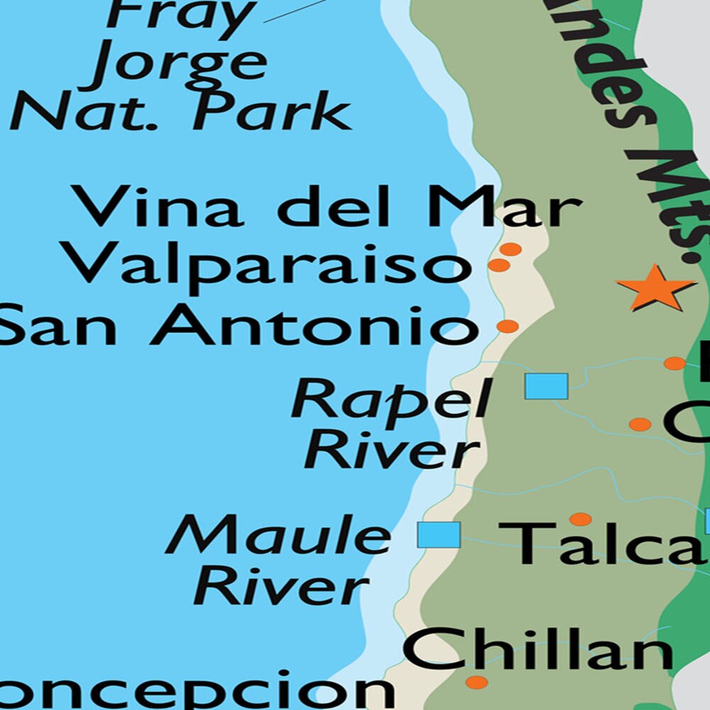 60*120 cm The Chile Orographic Map Political Map Wall Art Poster Canvas Painting Living Room Home Decoration School Supplies