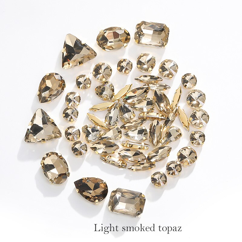 Astrobox Fancy 50 Stuks Gemengde Vorm Met Klauw Naai Rhinestone Crystal Voor Kleding &amp; Accessoires Glas Steen Diy Sieraden maken: Light smoked topaz