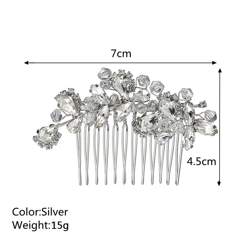 Efily Bridal Bruiloft Haaraccessoires Crystal Zilver Kleur Haar Kammen Voor Vrouwen Bruid Hoofddeksel Party Sieraden Bruidsmeisje