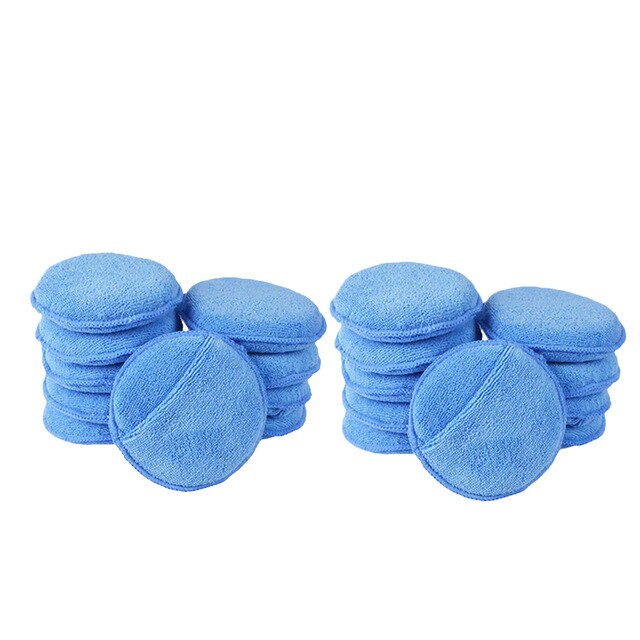 5Inch Microfiber Wax Applicator Pad Diameter Ultra Zacht Microfiber Met Vinger Pocket Auto Polish Wax Breng Remover Buff Pads: 20Pcs