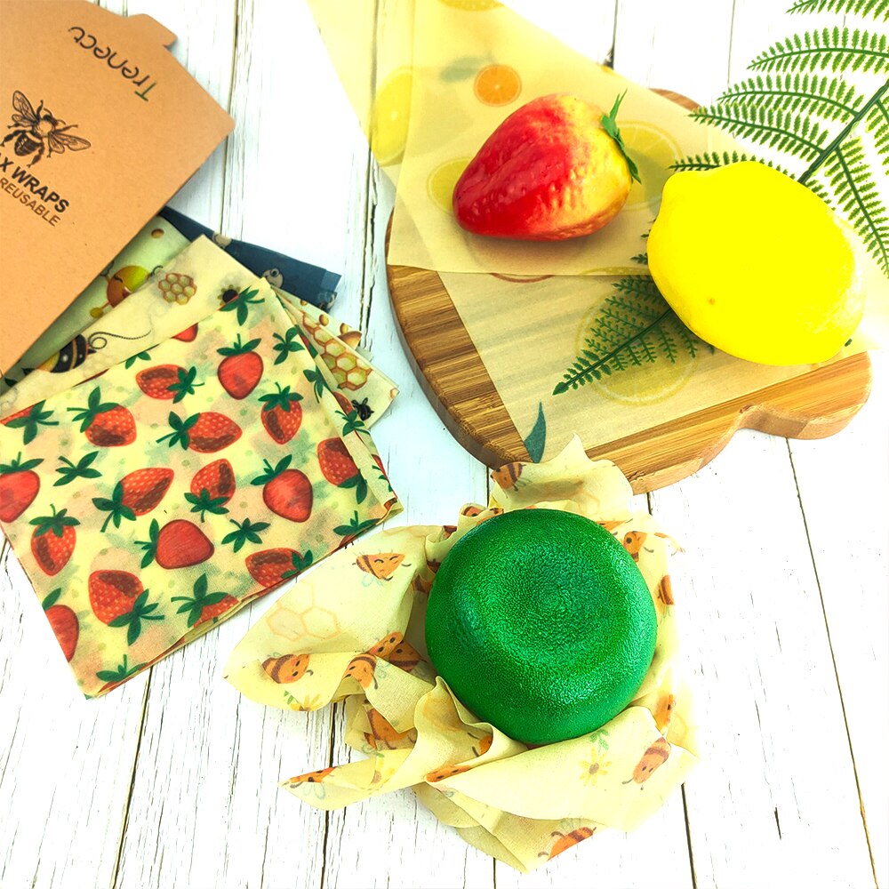 Herbruikbare Bijenwas Voedsel Wraps Wasbare Voedsel Opbergzakken Biologische Bijenwas Doek Wrap Silicone Voedsel Wrap Vervanging Voor Sandwich