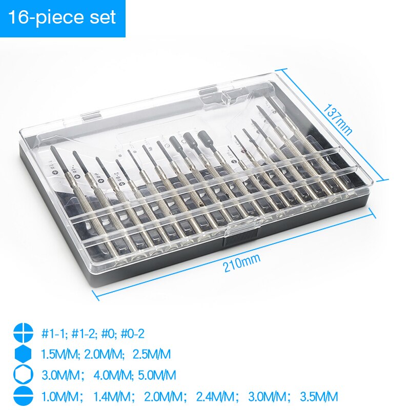 16 -delige professionele horloge reparatieset voor horloges, brillen, mobiele telefoons, precisie schroevendraaiers, horlogemaker gereedschap