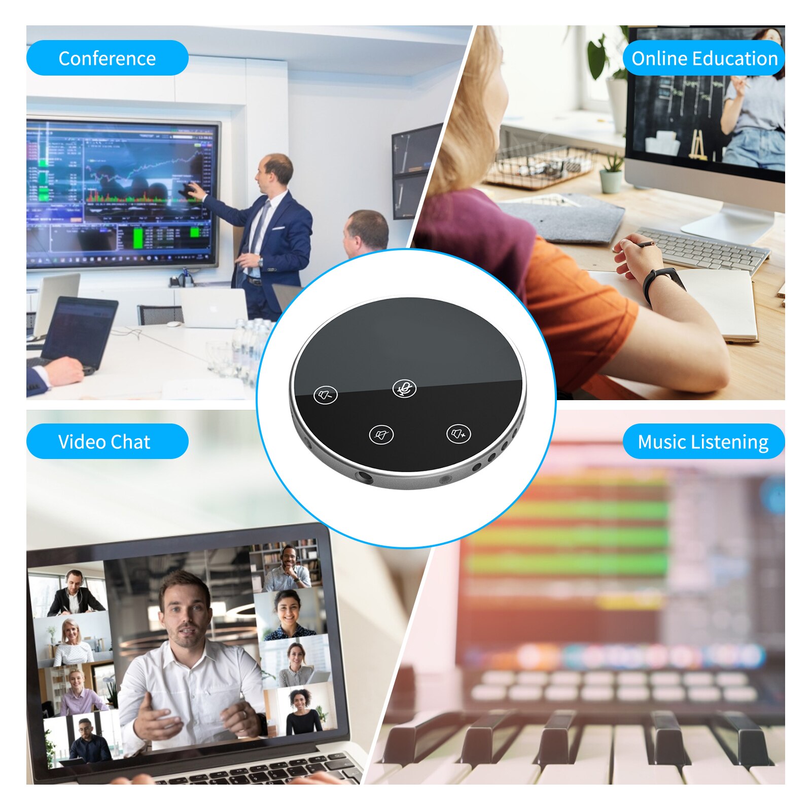 Desktop USB Conference Speakerphone Microphone 360... Vicedeal