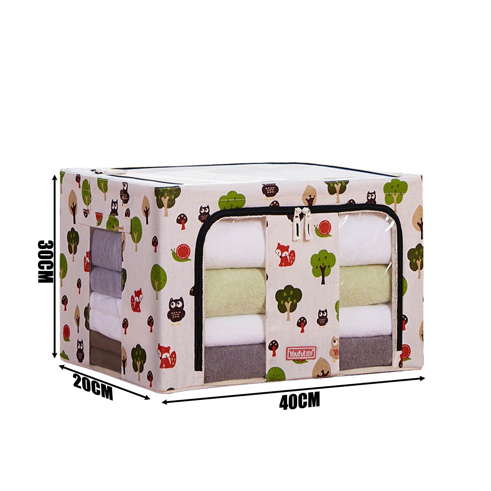 40# Foldable Storage Box Large-capacity Rectangular Organization Linen Fabric With Zipper Moisture-proof Toys Quilt Storage Box