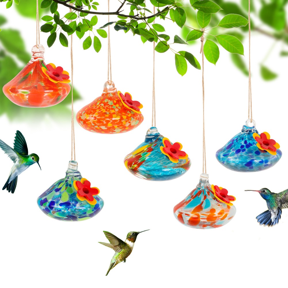 Durable Droplet Shaped Hummingbird Feeder Hanging Glass Ball Bird Automatic Feeder Practical Bird Drinking Fountain For Window