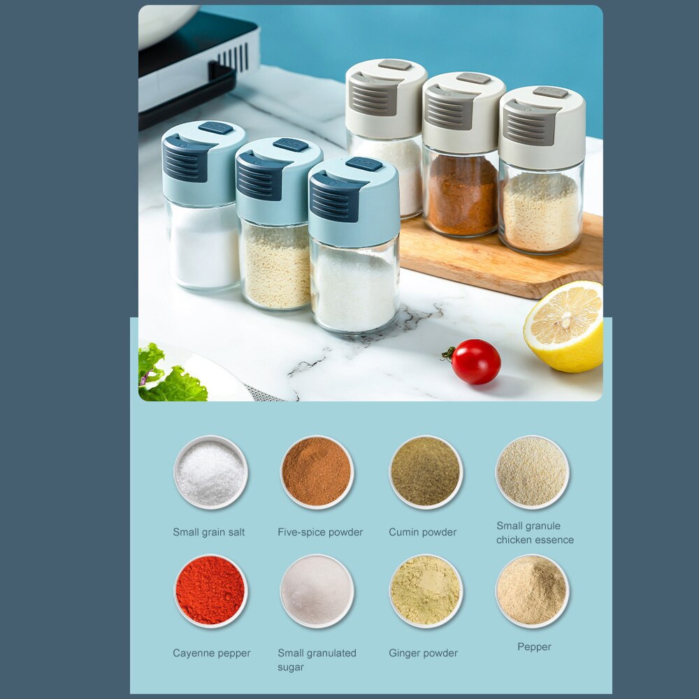 Measuring Salt and Pepper Shakers Glass Bottle Quantitative Each Press 0.5g Easy to Use Condiment Bottles Large Capacity PR