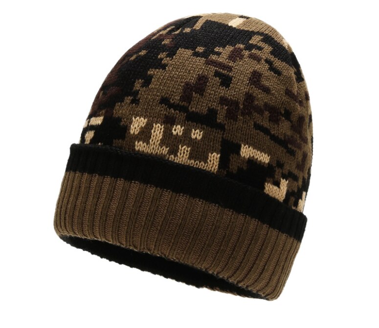 Marca Skullies berretti uomo cappello lavorato a maglia cappelli invernali caldi donna addensare più mucchio berretto morbido berretto lavorato a maglia in cotone berretto da uomo: marrone