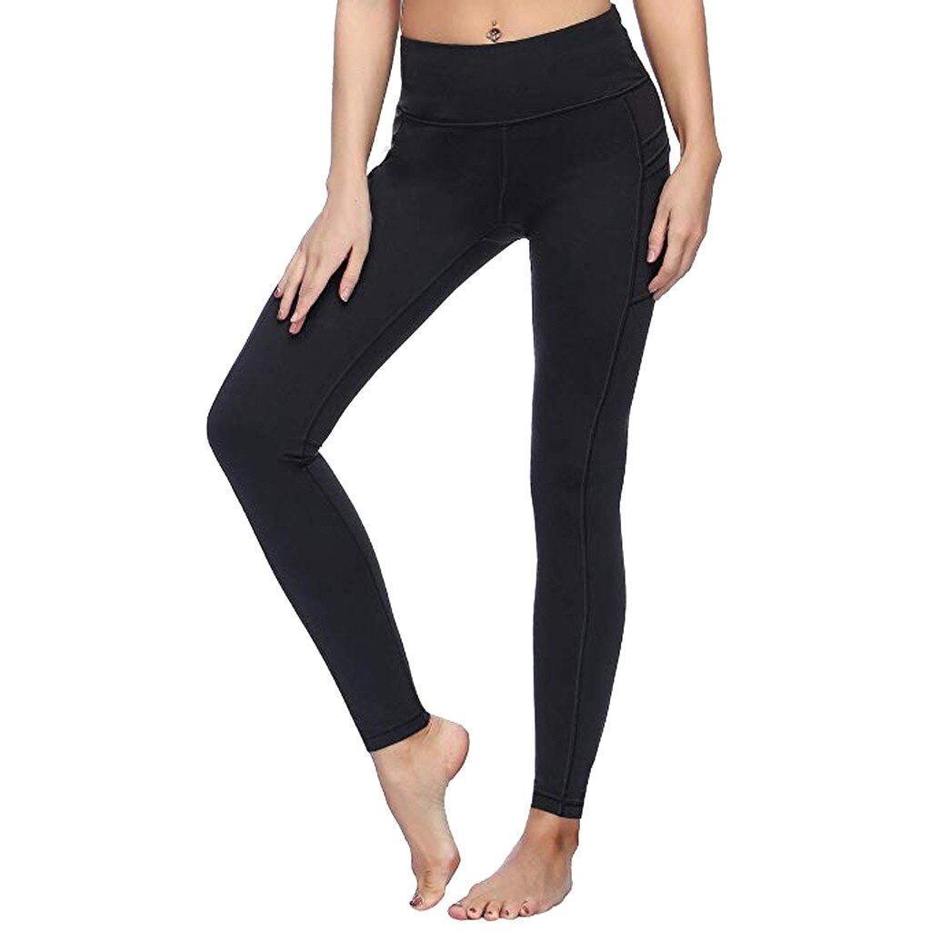 Kvinder yoga bukser sport leggingsfitness bukser lommer kører høj taljepush op elastiske kvinder yoga sweatpants #40