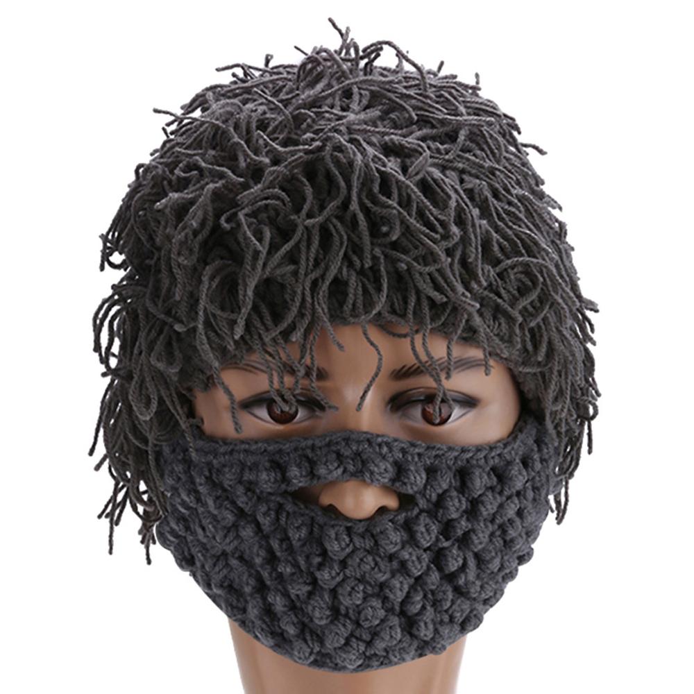 NaroFace Handmade Knitted Men Winter Crochet Mustache Hat Beard Beanies Face Tassel Bicycle Mask Ski Warm Cap Funny Hat