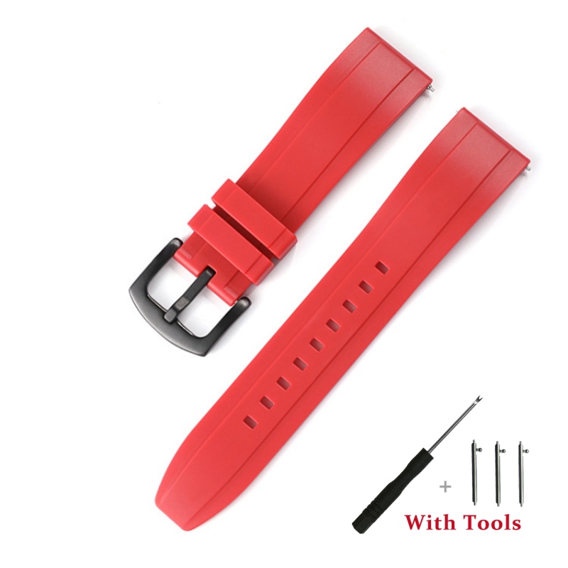 18mm 20mm 22mm 24mm 26mm Bracelet de montre en Silicone à dégagement rapide Bracelet de montre en caoutchouc étanche Bracelet accessoires avec outil: Charbon noir / 22mm