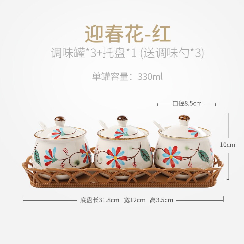 NEWYEARNEW Ceramic Spice Storage Bottles Jars Kitchen Tools Set Combination Packages Home Decoration Wedding