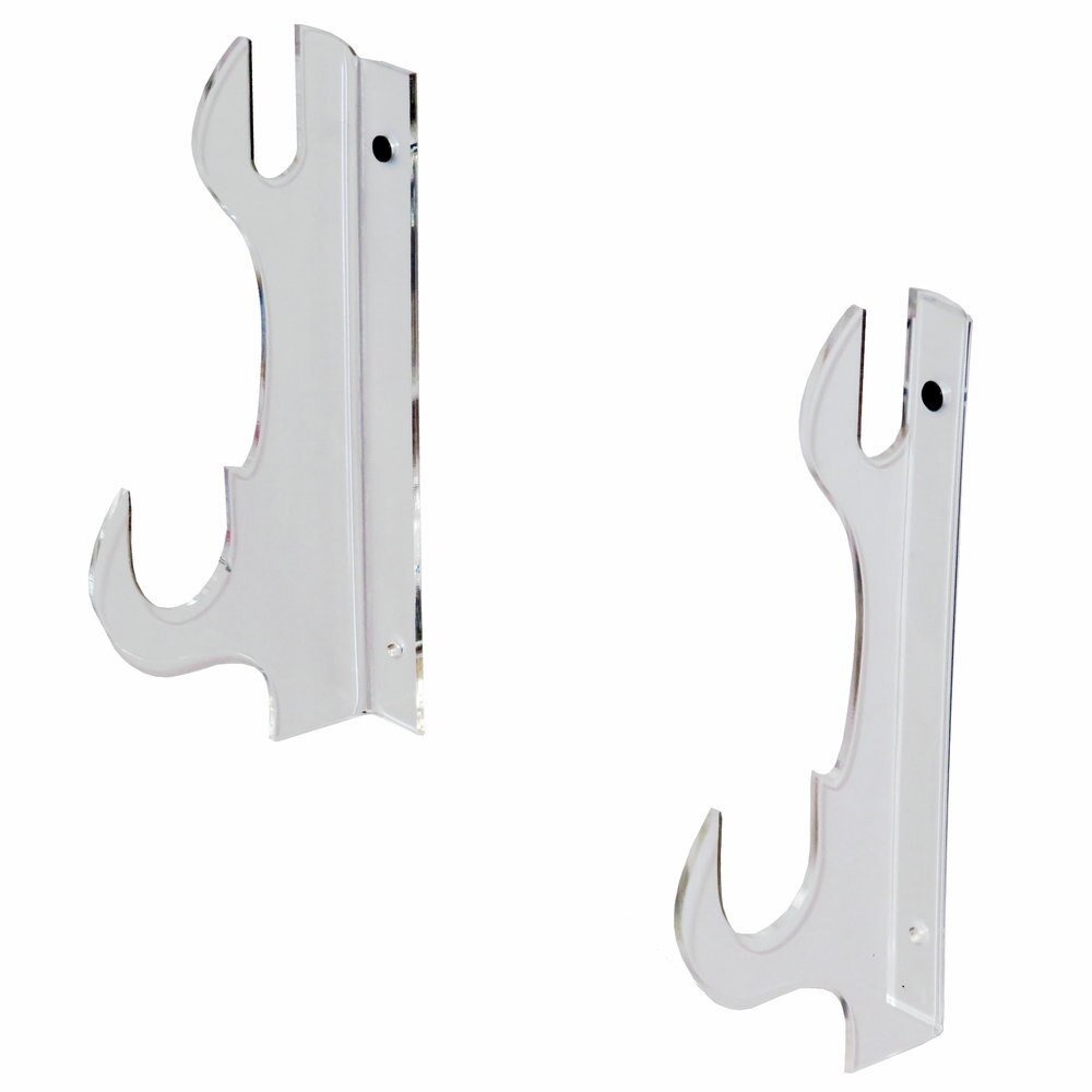 2Pk Acrylic Wall Mount Samurai Sword Hanger Holder Rack Acrylic Wall Mount Sword Hangers (Black or Clear): Clear