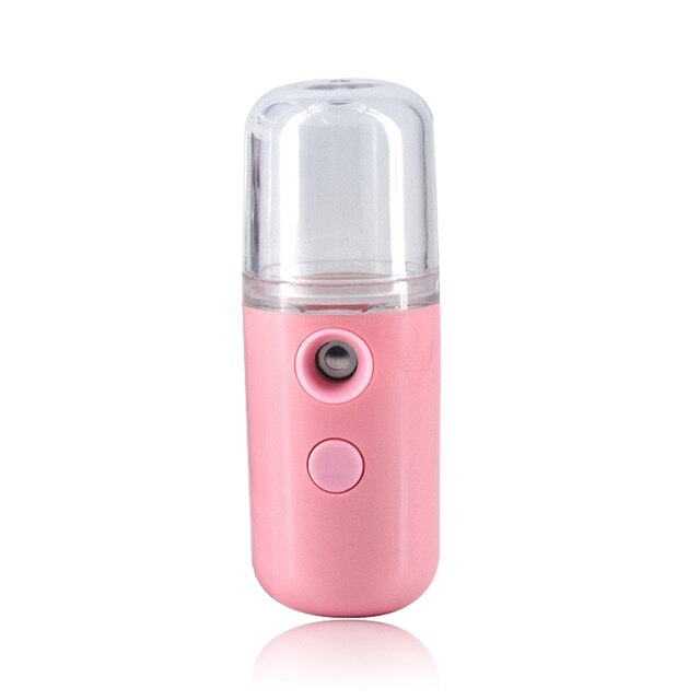 Mini vaporizador facial eléctrico portátil, 30ml, pulverizador automático de Alcohol, hidratante de piel seca y atomización, recargable por USB: Pink