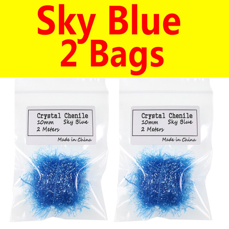 Bimoo 2 Bags 10mm Wide Crystal Flash Tinsel Hackle Flash for Fly Tying Streamer Egg Fly Salmon Fly Trout Salmon Lures: Sky Blue 2 Bags