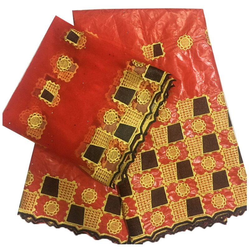 getzner textil austria african bazin riche getzner fabric tissu broderie dubai lace dress sewing material 5+2 yards/lot: Red