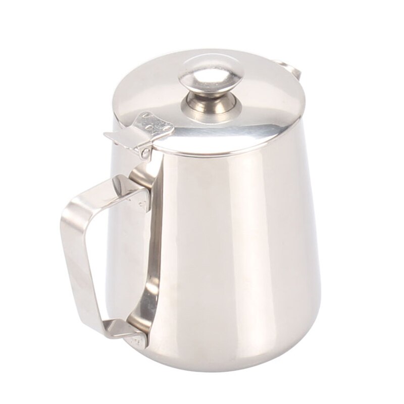 Stainless Steel 300ml 600ml Coffee Pitcher Milk Frothing Jug With Cover Cappuccino Milk Jug Espresso Coffee Pitcher Barista Cups