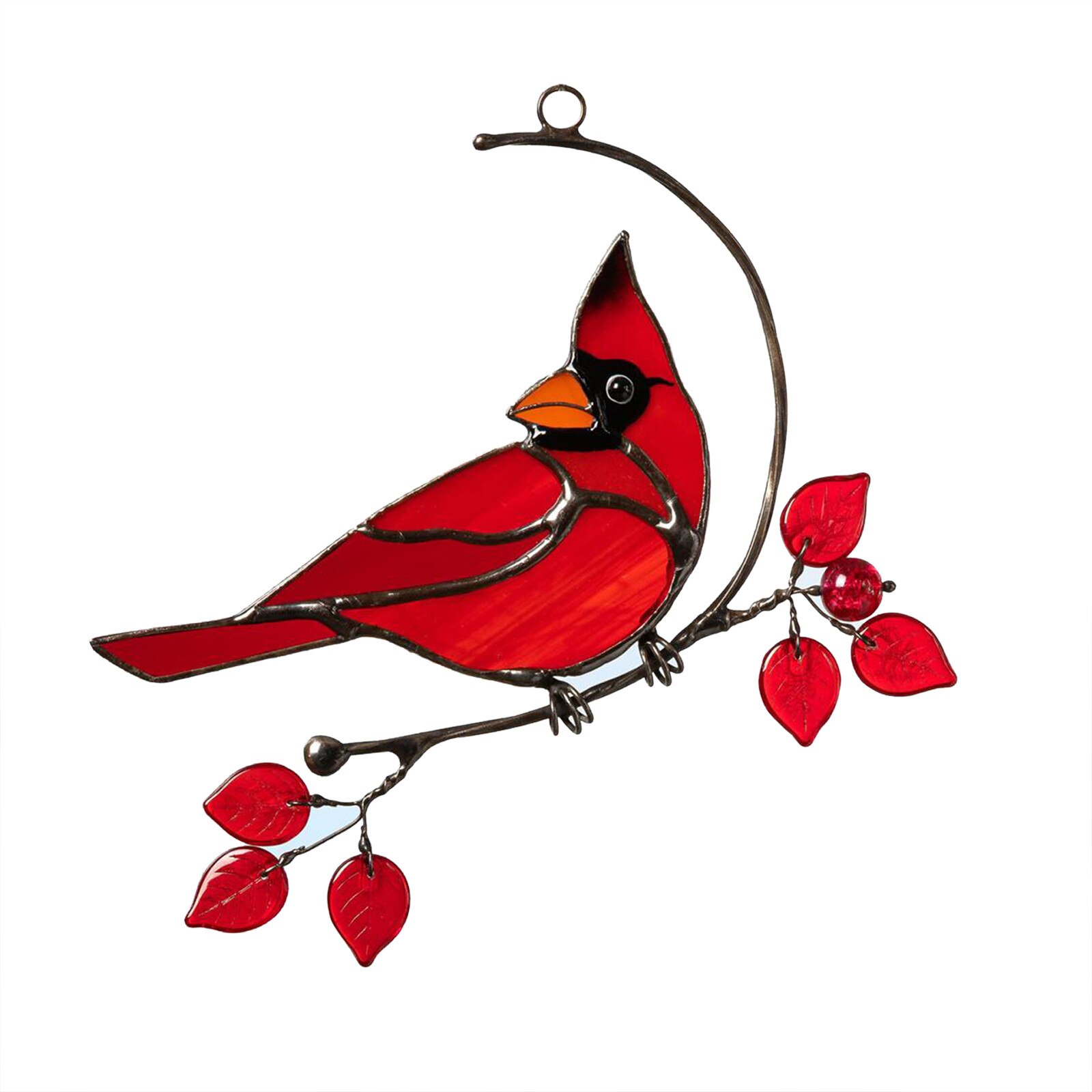 Cardinal Bird Stained Glass Ornament Craft Home Window Decorat