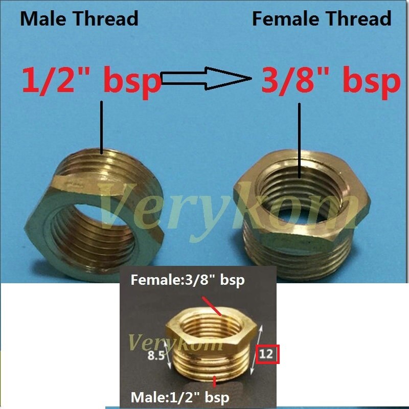 10x Verykom Pneumatische Messing Verloopstuk Fitting 3/4 "1/2" Male Naar 1/8 "3/8" 1/4 "Vrouwelijke Verminderen adapter Lucht Water Gas DN10/15/20/25: DN15-DN10 SIZE A