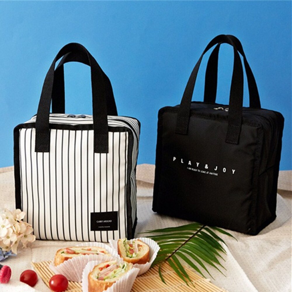 Bolsa de almoço dobrável portátil, sacola feminina, organizadora para almoço, suporte de almoço, recipiente de armazenamento de alimentos, bolsa para carregar alimentos
