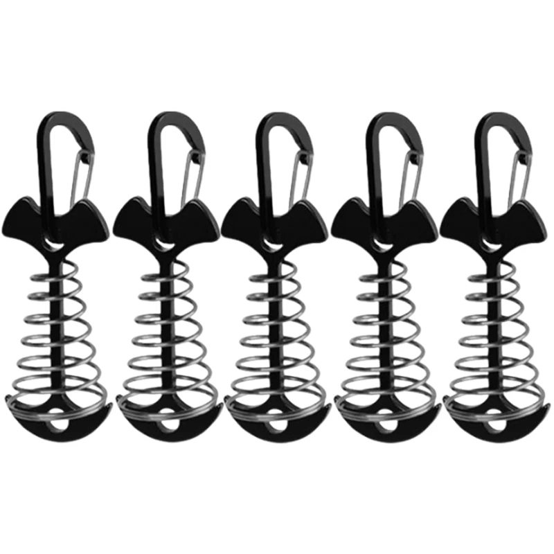 10/5PCS Lente Visgraat Dek Haringen Tent Stakes Luifel Anker Wind Touw Gesp met Karabijnhaak Dek Vaste nagels Camping Tent Haken: Rood
