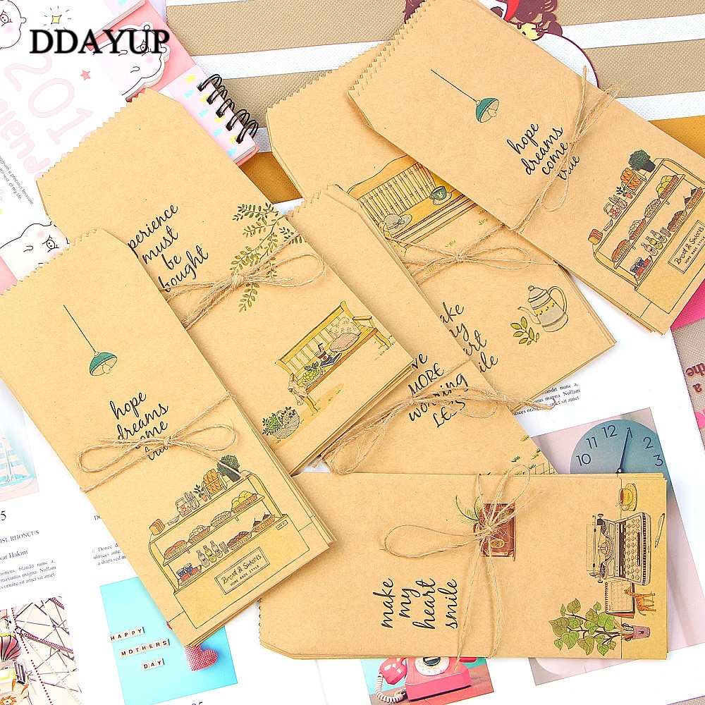 10Pcs/lot Kraft Paper Envelope Cute Cartoon Child Daily Left Wedding Invitation Envelopes Letter Stationery
