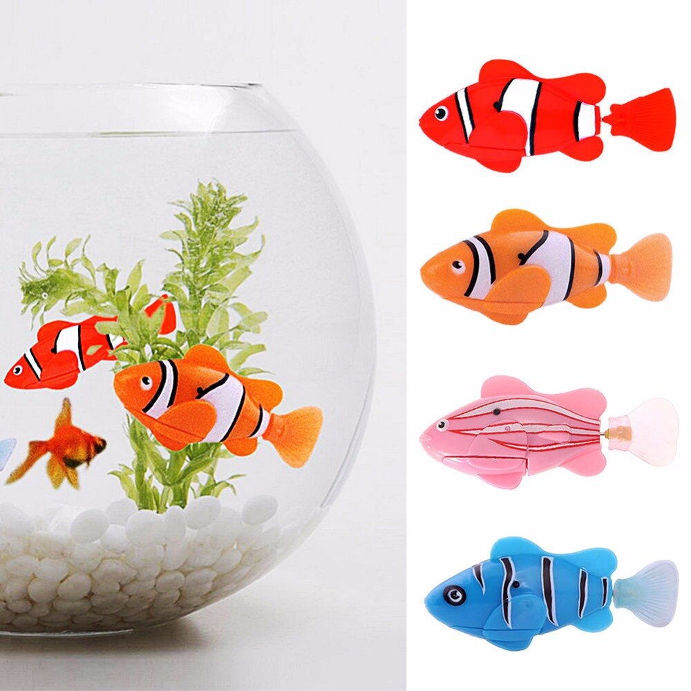 ! 5 Pieces Funny Swimming Electronic Fish Activated Battery Powered Toy Fish Robotic Pet Fishing Tank Decorating Fish