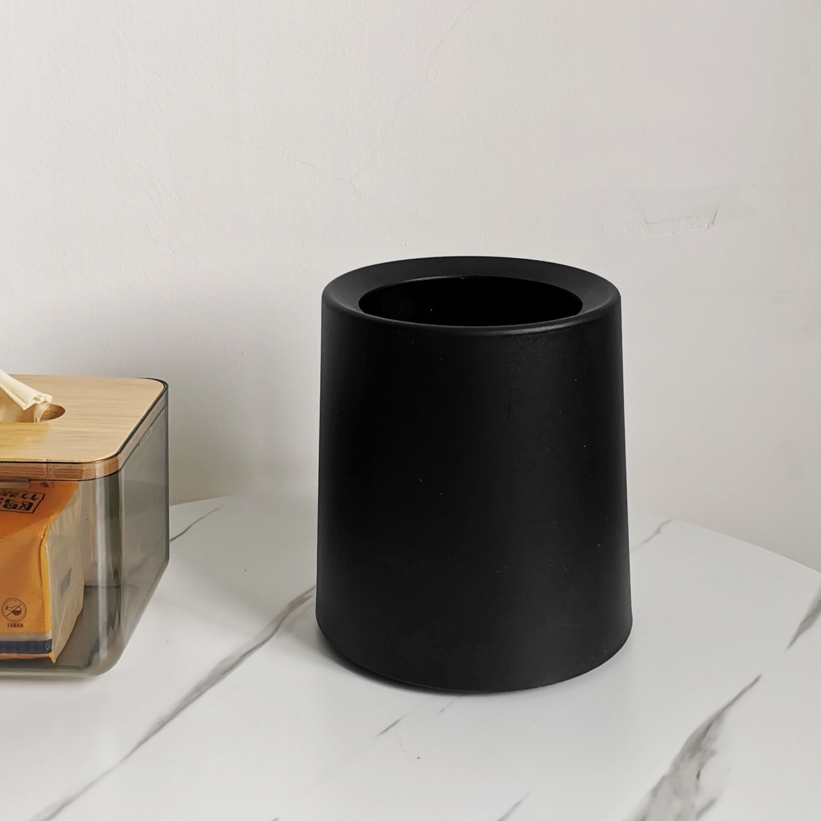 Simple Trash Can, Household Daily Necessities, Desktop Table, Cute Mini Uncovered Paper Basket, Bedroom Decoration: black