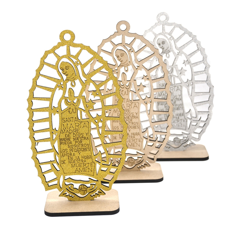 Houten Uitsparingen Guadalupe Opknoping Ornamenten Gebed Aandenken Kerstboom Decor