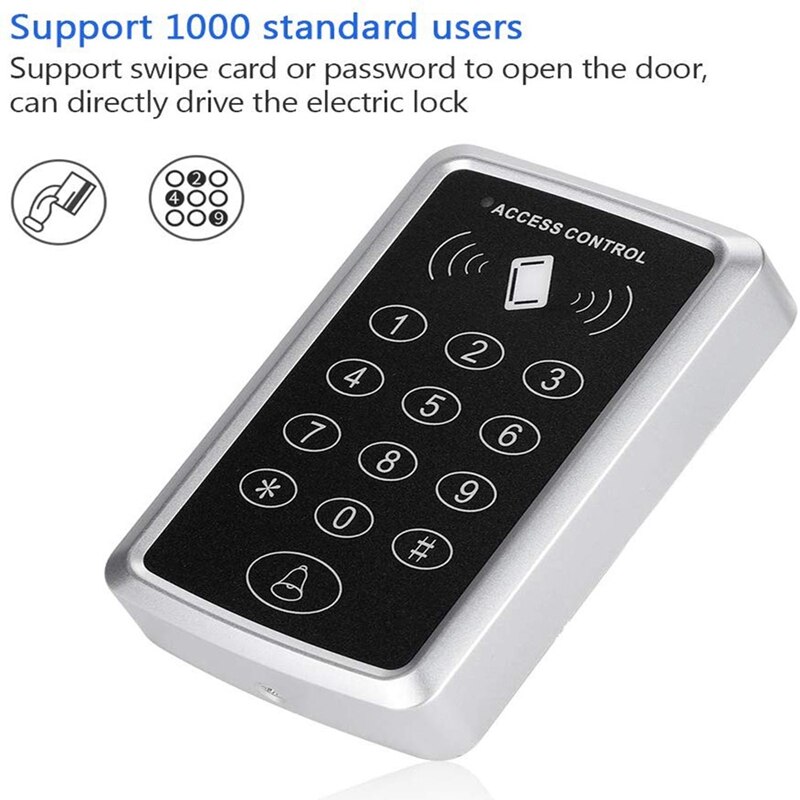 T119 125KHz Door Access Controller RFID Reader Access Control Keypad Digital Panel Card Reader Home Security Door Lock System