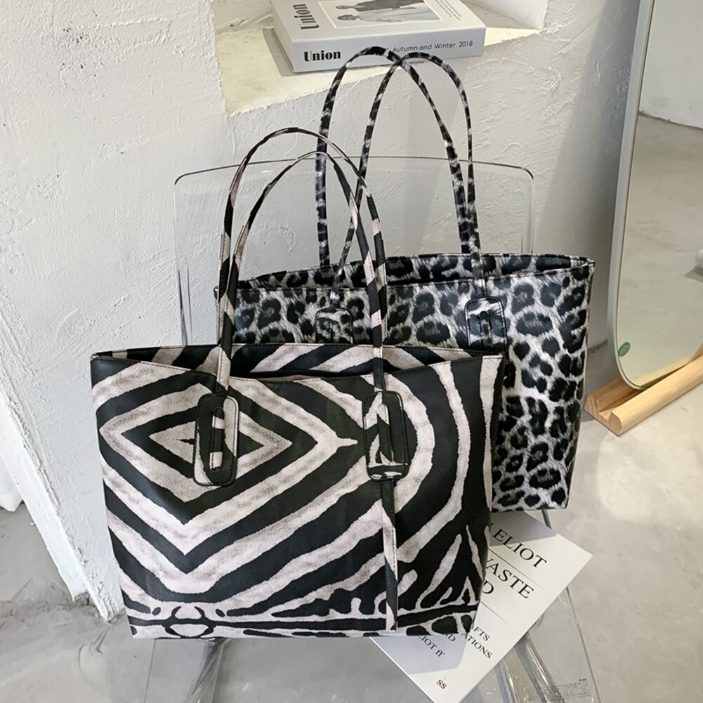 Borse In Pelle di moda per Le Donne Retro Stampa Leopardo Zebra Animale Borsoni Della Signora di Grande Capienza del sacchetto di Tote di Acquisto di Spalla Borse Nuovo