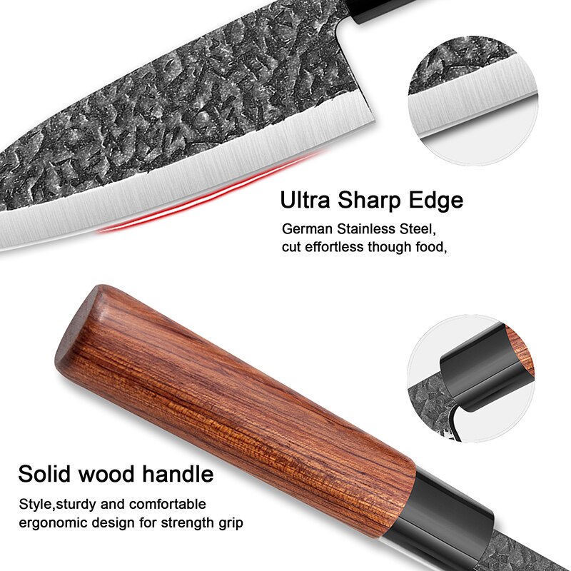 Japanese Chef Knives Set Forged Stainless Steel Meat Cleaver Salmon Fish Filleting Santoku Knife Kitchen Knife
