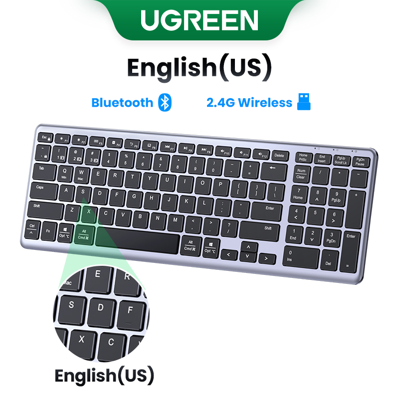 Ugreen Toetsenbord Draadloze Bluetooth 5.0 2.4G Russische/Koreaanse/En 99 Keycaps Voor Macbook Ipad Pc Tablet Usb C Oplaadbare Toetsenbord: Natural Factors