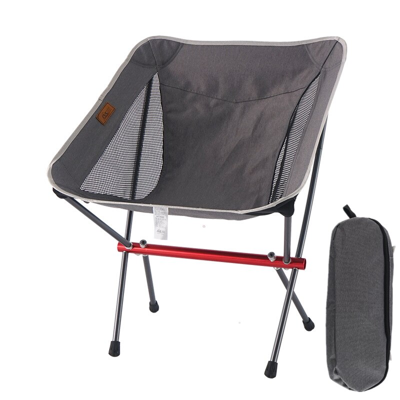 Outdoor Ultralight Klapstoel Draagbare Aluminium Maan Stoel Camping Vissen Stoel Strand Luie Stoel: Gray