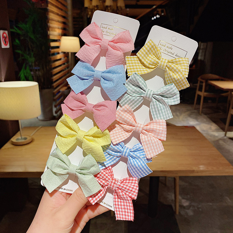 Horquillas de estrella con estampado de cuadros para niñas, pinzas para el pelo, diadema dulce, pasadores, accesorios de lazo de , 5 piezas por juego