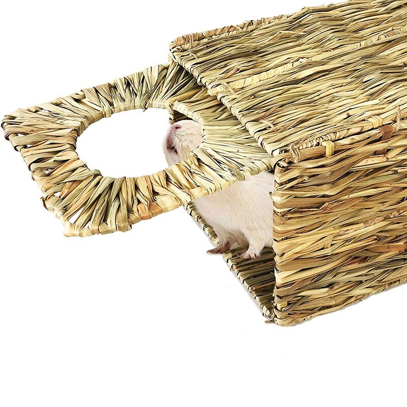 Straw Straw House, Suitable for Rabbits, Guinea Pigs and Small Animals. Open Foldable Toy House 2 Packs