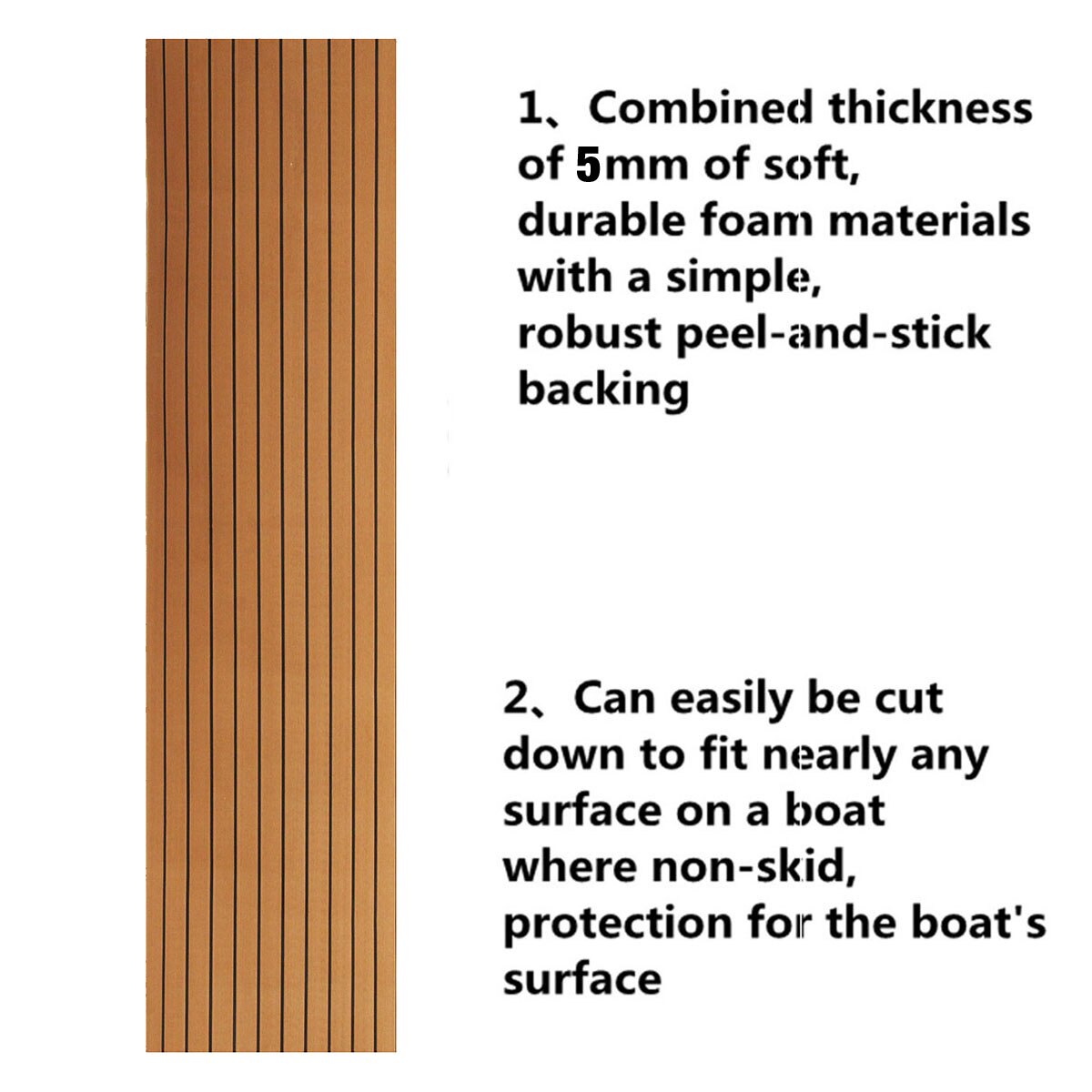 600x2400x5mm Brown Black Self-Adhesive Boat Decking Sheet EVA Foam Faux Teak Decking Marine Flooring Sheet