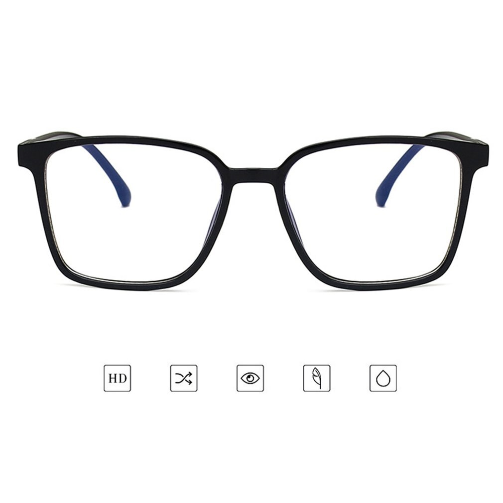 Anti-blauw licht bril nieuwste bescherm eyeys montuur eenvoudig en veelzijdig retro pc flexibele scharnier comfortabele neuspads: Helder zwart