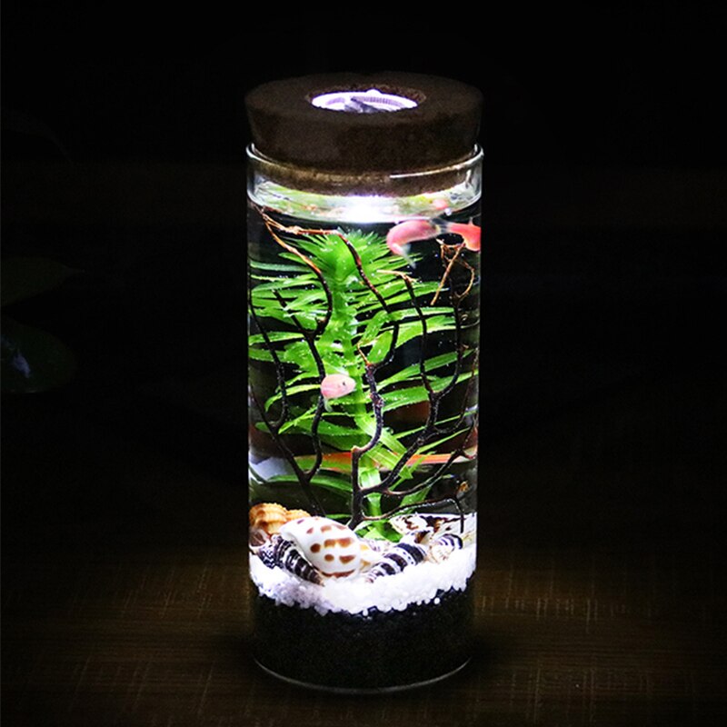 Mini Glass Fish Tank Betta Fish Tank Aquarium Fish Tank Micro Landscape Ecological Bottle Empty Bottle DIY Aquarium Accessories