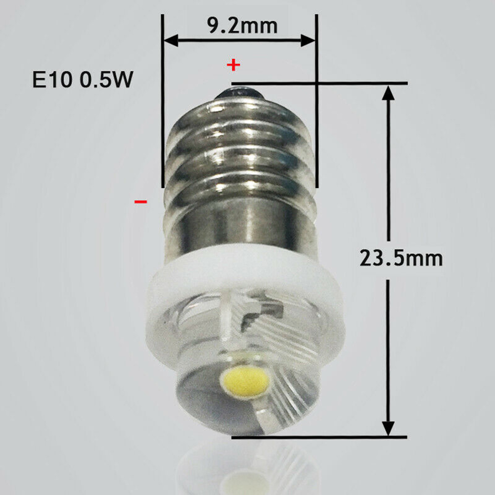 1 bombilla de linterna 3V 4,5 V 6V 0,5 W 6000K LED blanco E10 bombilla de repuesto para linterna linterna antorcha ciclismo Camping piezas