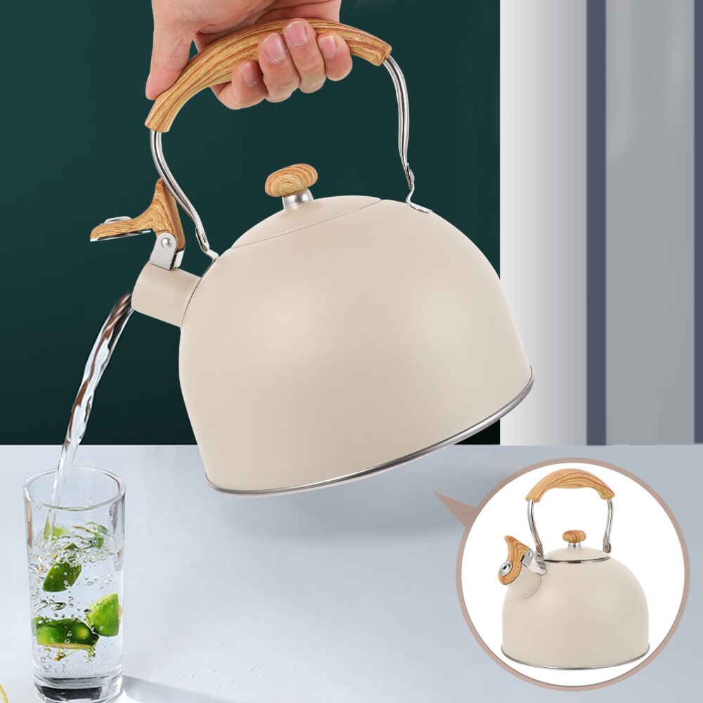Bouilloire sifflante en acier inoxydable, 2,5 l, à fond plat, pour les cuisinières à gaz à Induction, ustensiles de cuisine