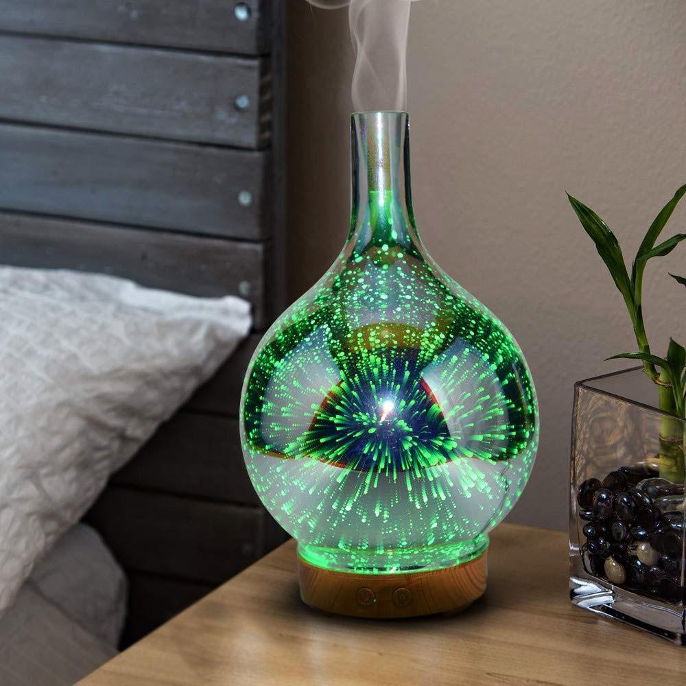 Electric Humidifier Stardust Oil Diffuser Glass Colorful Vase Humidifier Home 3D Mini Aromatherapy Machine Night Light