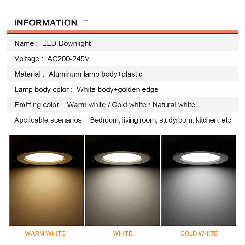 Spot LED Downlight Ceiling Lamp 7W 9W 12W 15W 18W spotlight cold white warm round recessed lamp AC 220V 240V Lighting