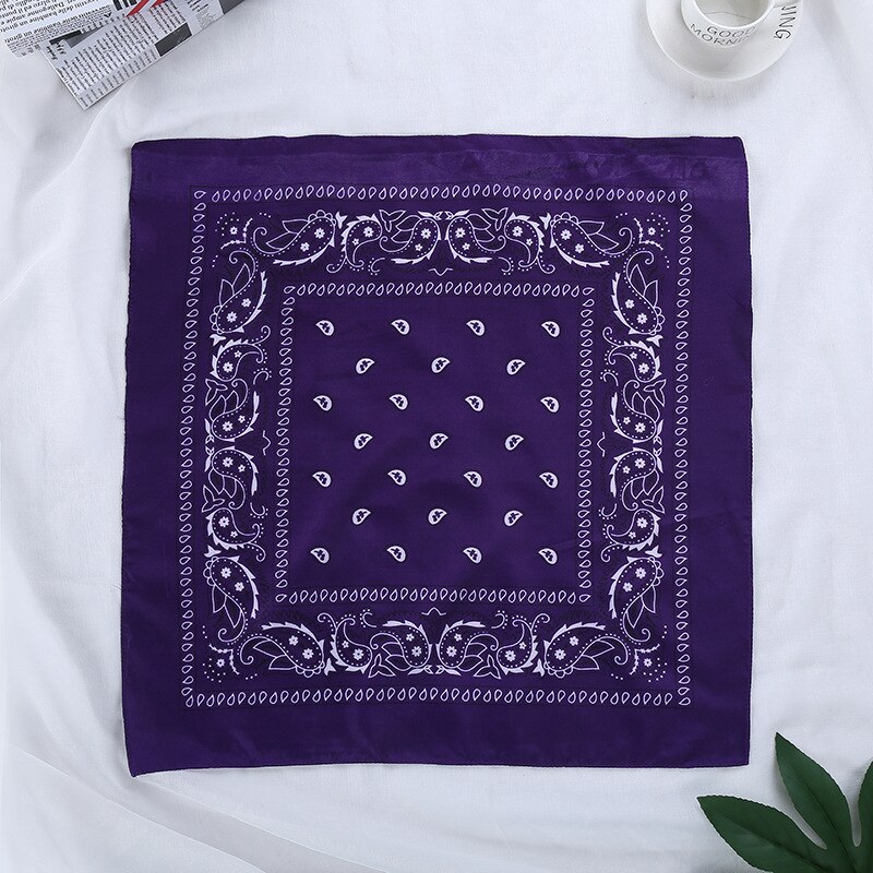 Bandana fazzoletto Unisex Hip Hop nero Paisley collo sciarpa sport copricapo polso avvolge testa sciarpe quadrate stampa fazzoletto: Viola