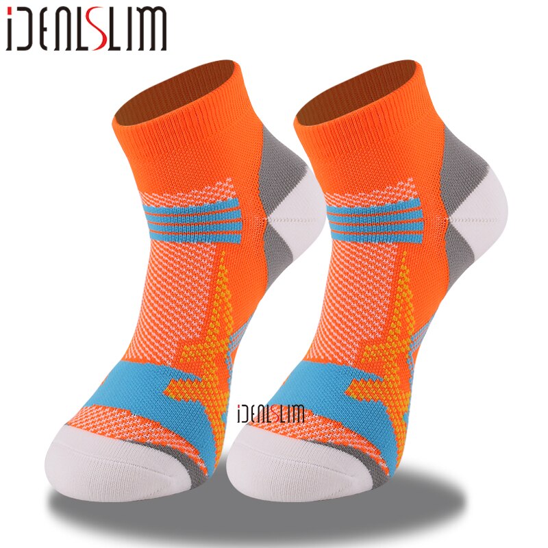 IDEALSLIM Sport Socken viel für Männer Frauen Jungen Laufen Socken Atmungsaktiv Schnell Trocknend Runnnig Socken: Orange- 2 Paris